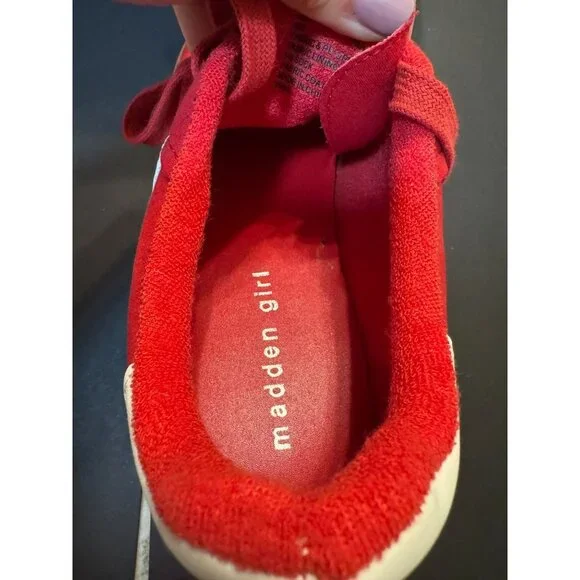 Madden Girl Shoes Womens 8 M Red Mightty Lace-up Gum Sole Low-Top Sneakers Giia - Picture 10 of 11